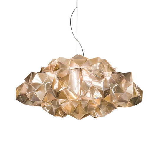 Modern Gold Geometric Chandelier - Clear Acrylic 4-Light Pendant Fixture