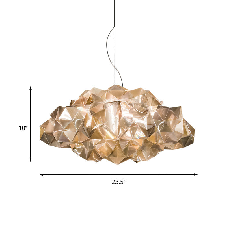 Modern Gold Geometric Chandelier - Clear Acrylic 4-Light Pendant Fixture