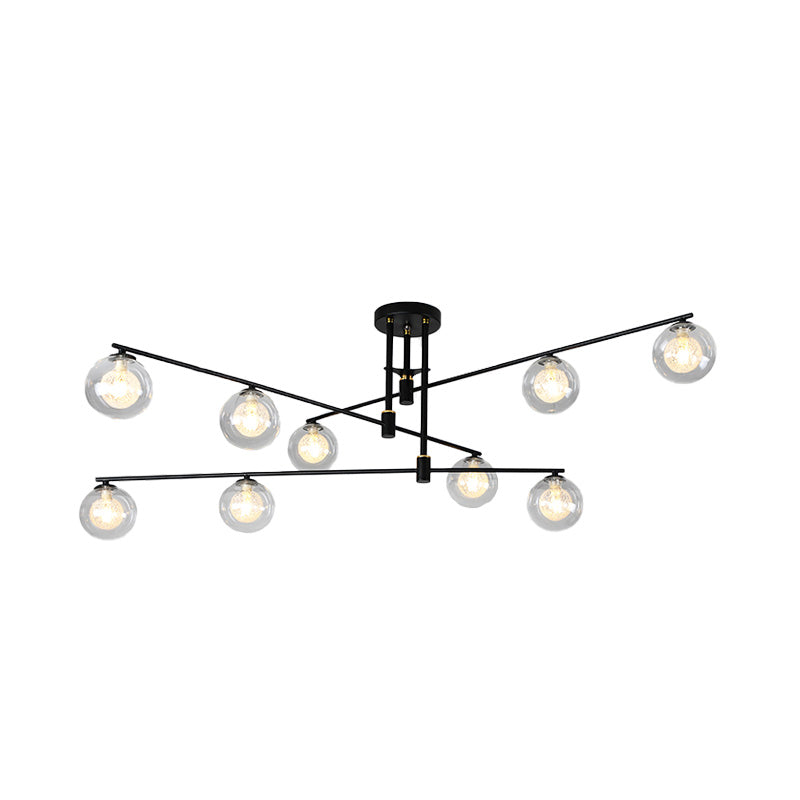 Minimalist Starburst Pendant Chandelier - 6/9 Lights Clear Glass Black/Gold