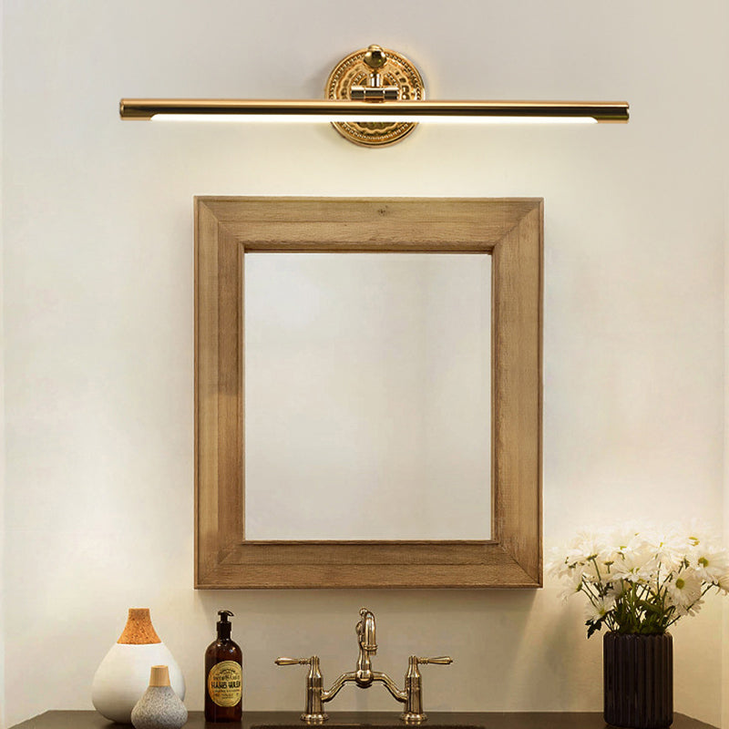 Led Wall Light In Bronze/Gold Finish - Classic Bathroom Vanity Fixture Elongated Metal Shade