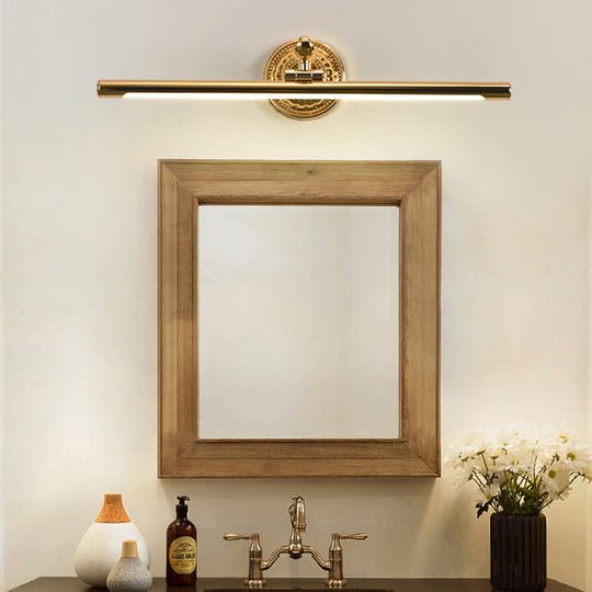 Led Wall Light In Bronze/Gold Finish - Classic Bathroom Vanity Fixture Elongated Metal Shade