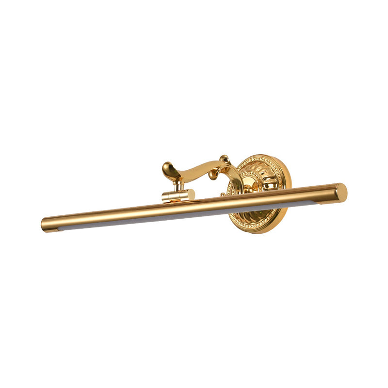 Led Wall Light In Bronze/Gold Finish - Classic Bathroom Vanity Fixture Elongated Metal Shade