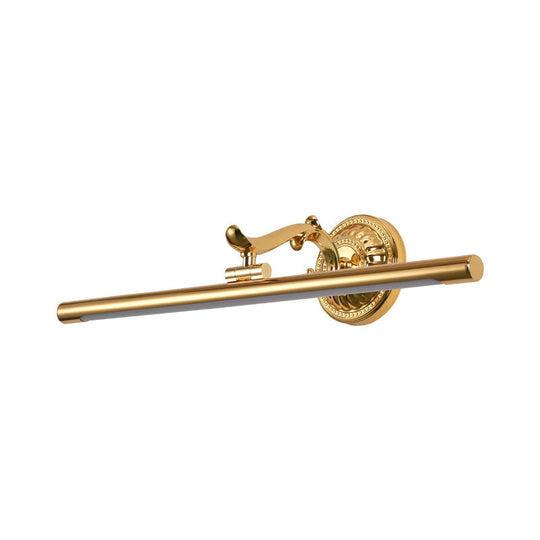 Led Wall Light In Bronze/Gold Finish - Classic Bathroom Vanity Fixture Elongated Metal Shade