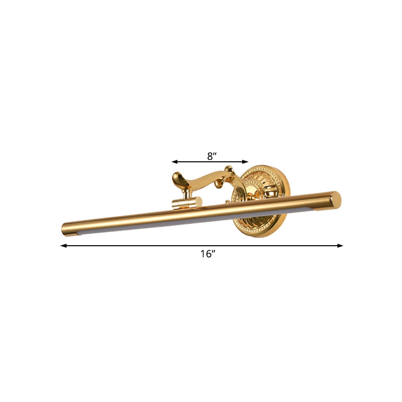 Led Wall Light In Bronze/Gold Finish - Classic Bathroom Vanity Fixture Elongated Metal Shade