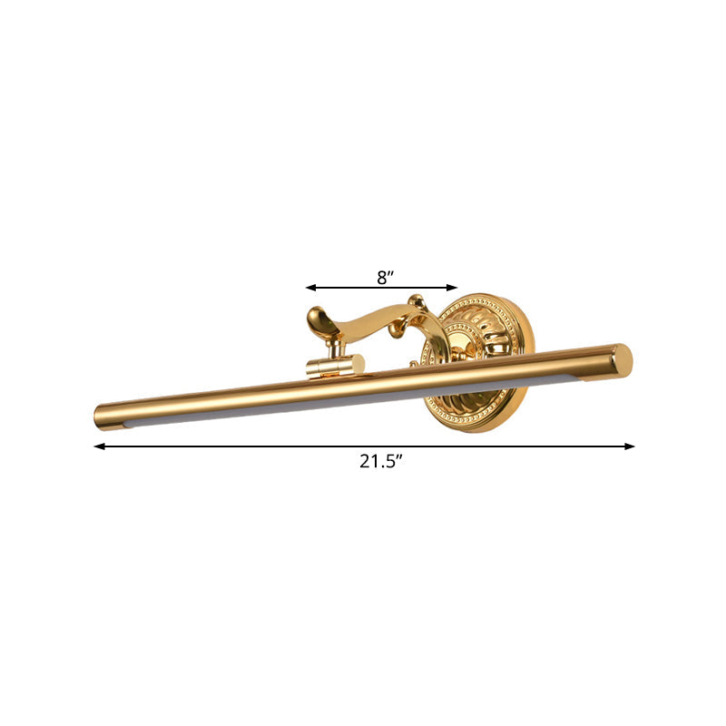 Led Wall Light In Bronze/Gold Finish - Classic Bathroom Vanity Fixture Elongated Metal Shade