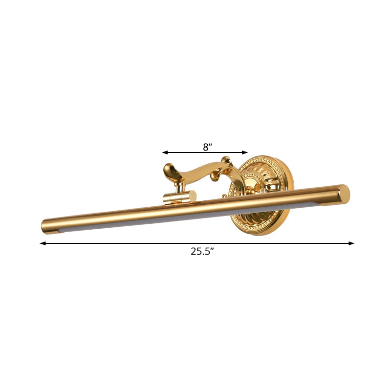 Led Wall Light In Bronze/Gold Finish - Classic Bathroom Vanity Fixture Elongated Metal Shade