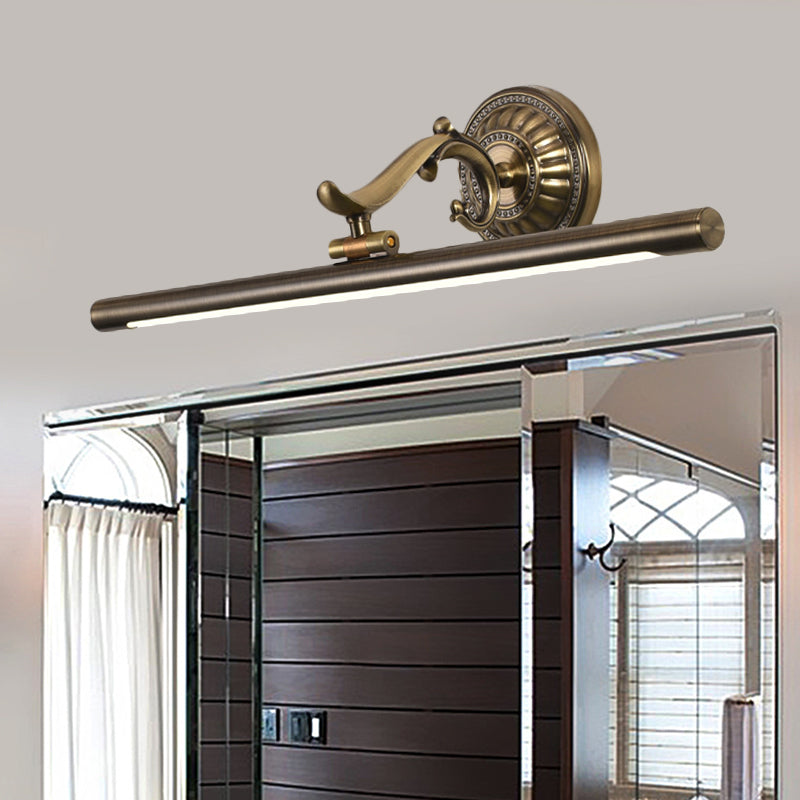 Led Wall Light In Bronze/Gold Finish - Classic Bathroom Vanity Fixture Elongated Metal Shade