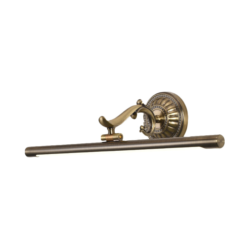 Led Wall Light In Bronze/Gold Finish - Classic Bathroom Vanity Fixture Elongated Metal Shade