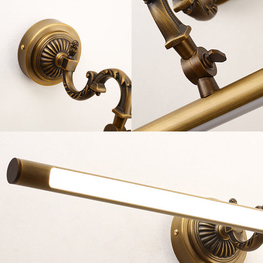 Traditional Led Antique Brass Vanity Light - 18/23/29.5 Wide Linear Sconce Lamp Wall Mounted