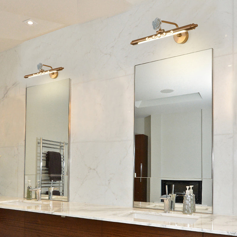 Gold Led Metal Vanity Lamp - Classic Linear Bathroom Sconce Light Fixture Multiple Width Options