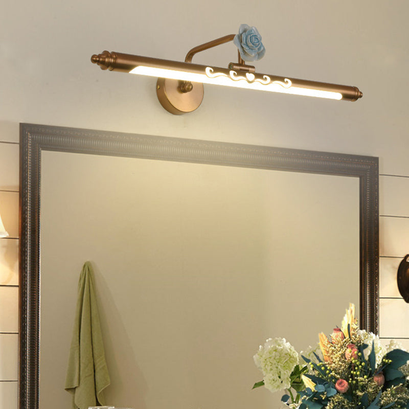 Gold Led Metal Vanity Lamp - Classic Linear Bathroom Sconce Light Fixture Multiple Width Options