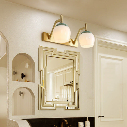 Traditional Brass Vanity Lamp With Frosted Glass Sconce Lights For Bathroom 2 /