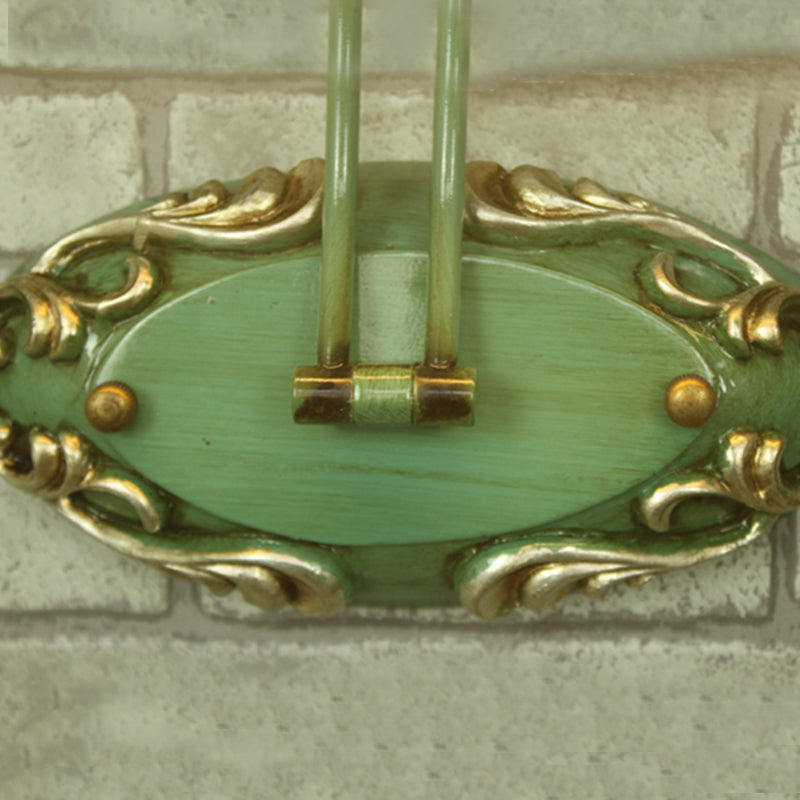 Classic Metal Led Bathroom Sconce Lamp - Green Elongated Vanity Light Fixture 19.5/23.5/26 Wide