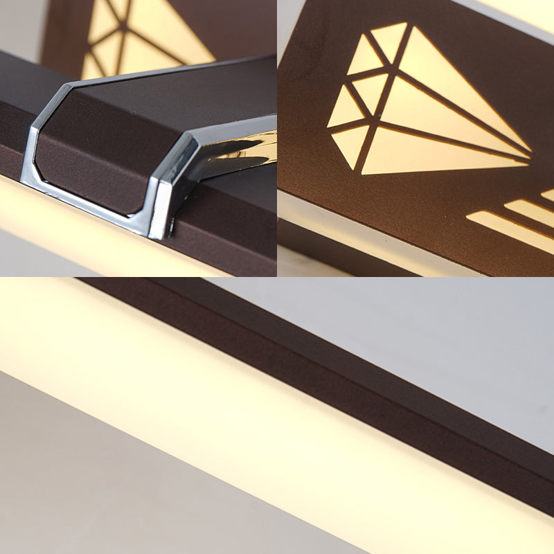 Elegant Metal Led Vanity Light - Brown Elongated Sconce Lamp (16.5/23 Wide) For Bathroom In