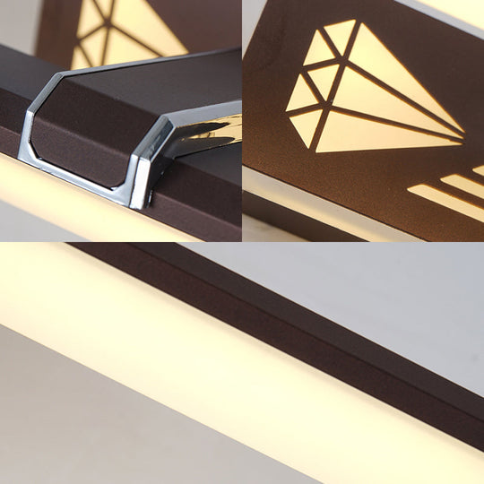 Elegant Metal Led Vanity Light - Brown Elongated Sconce Lamp (16.5/23 Wide) For Bathroom In