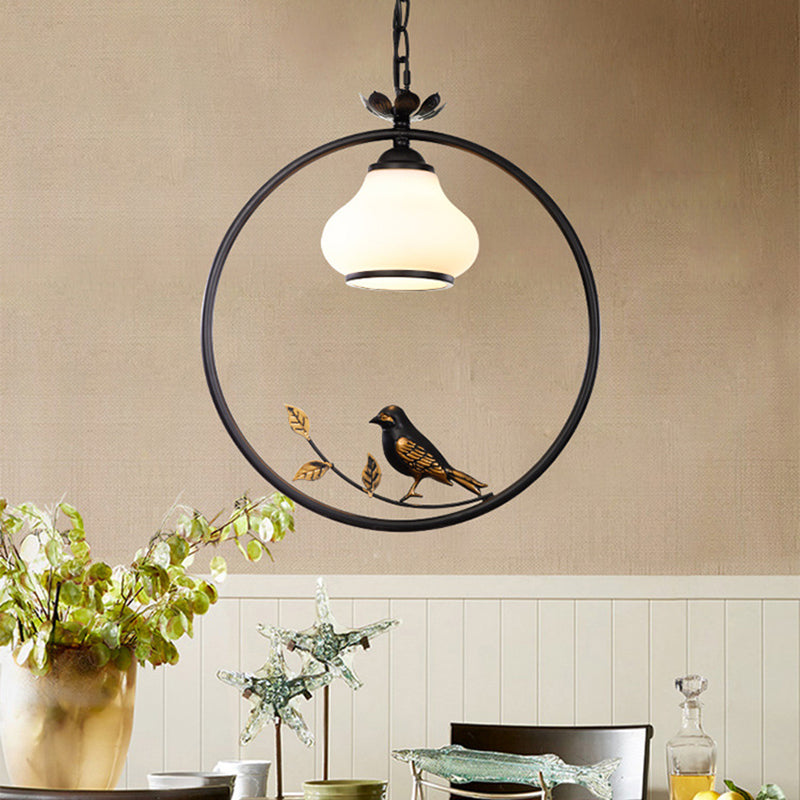 Black Bird Pendant Light Fixture - Bottle Shape Traditional Design 1 12/16 Wide