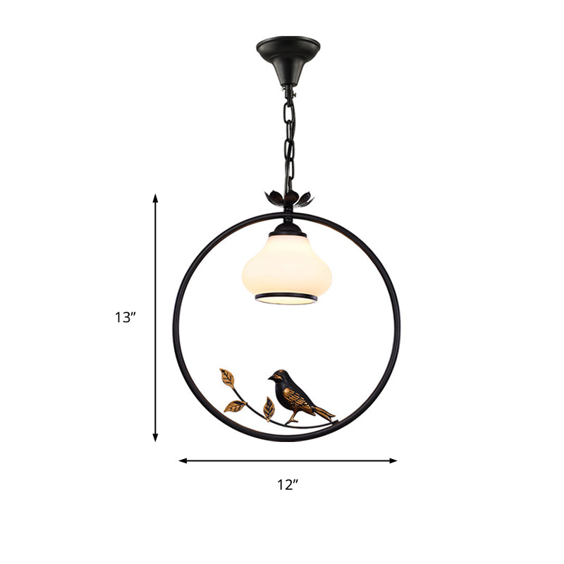 Black Bird Pendant Light Fixture - Bottle Shape Traditional Design 1 12/16 Wide