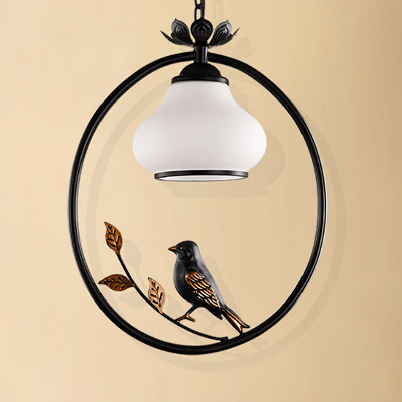 Black Bird Pendant Light Fixture - Bottle Shape Traditional Design 1 12/16 Wide