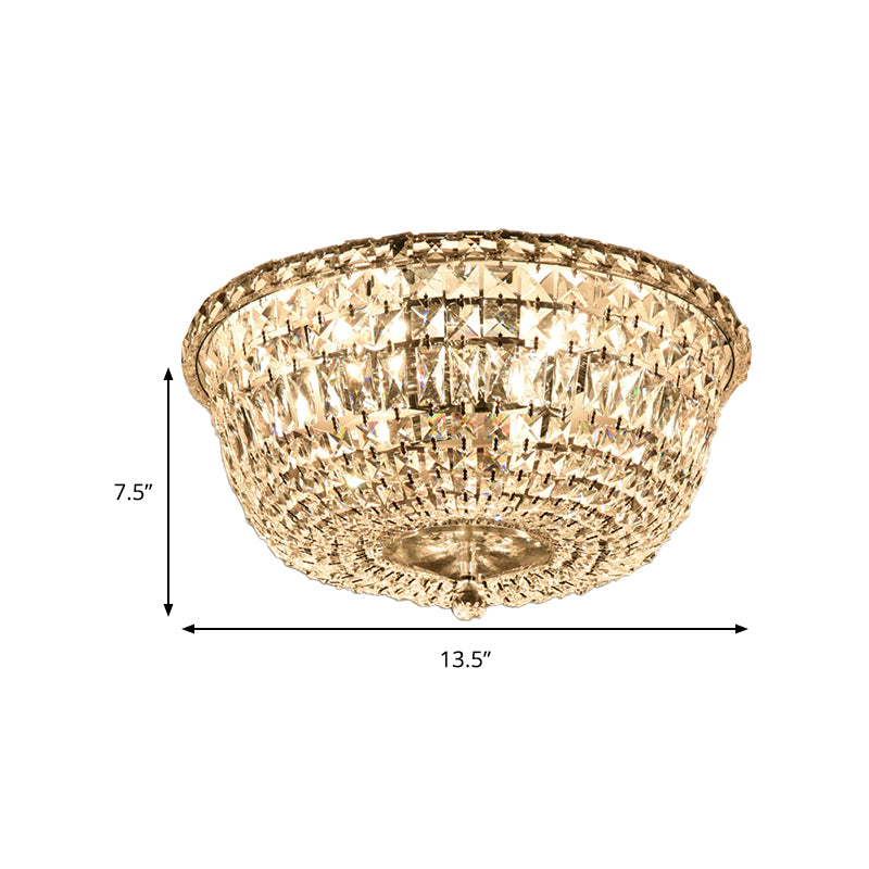 Flush Mount Crystal Prisms Ceiling Light Fixture - Modern Stylish Clear Finish Available In 3 Or 6