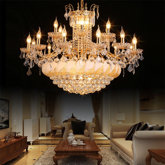 Contemporary Crystal Ball Chandelier 14/20 Head Cascading Pendant Light For Living Room Ceiling