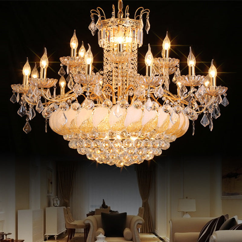 Contemporary Crystal Ball Chandelier 14/20 Head Cascading Pendant Light For Living Room Ceiling