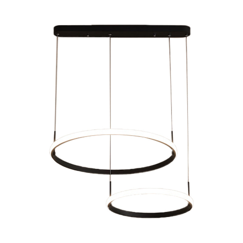 Bruno Minimalist Acrylic Circle Chandelier - White/Warm/Natural Light Options 2/3/5-Head Ceiling