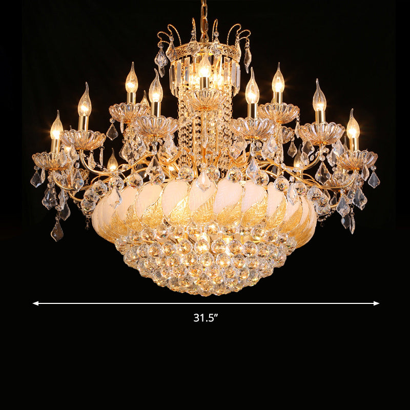 Contemporary Crystal Ball Chandelier 14/20 Head Cascading Pendant Light For Living Room Ceiling