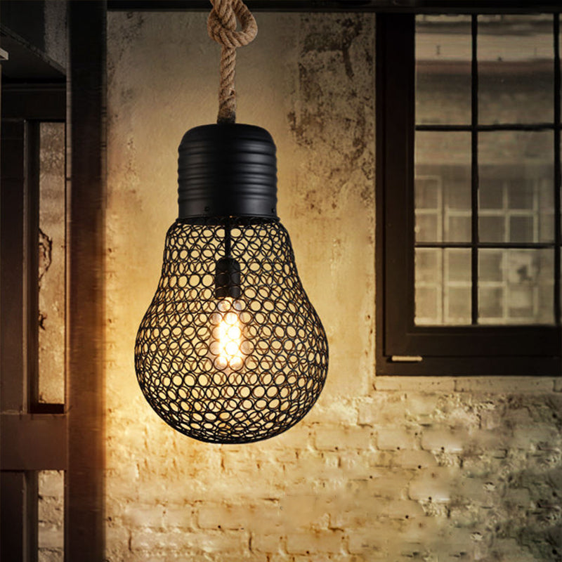 Industrial Metal Mesh Pendant Light - 6"/11" Wide, Loft Style, 1 Head, Black