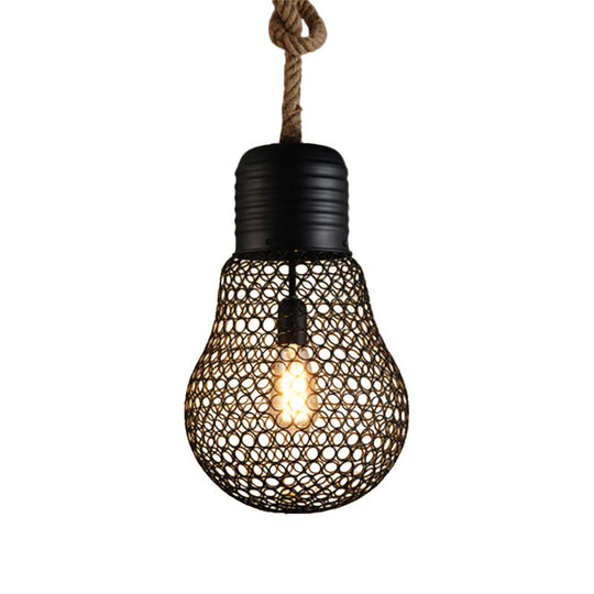 Industrial Metal Mesh Pendant Light - 6"/11" Wide, Loft Style, 1 Head, Black