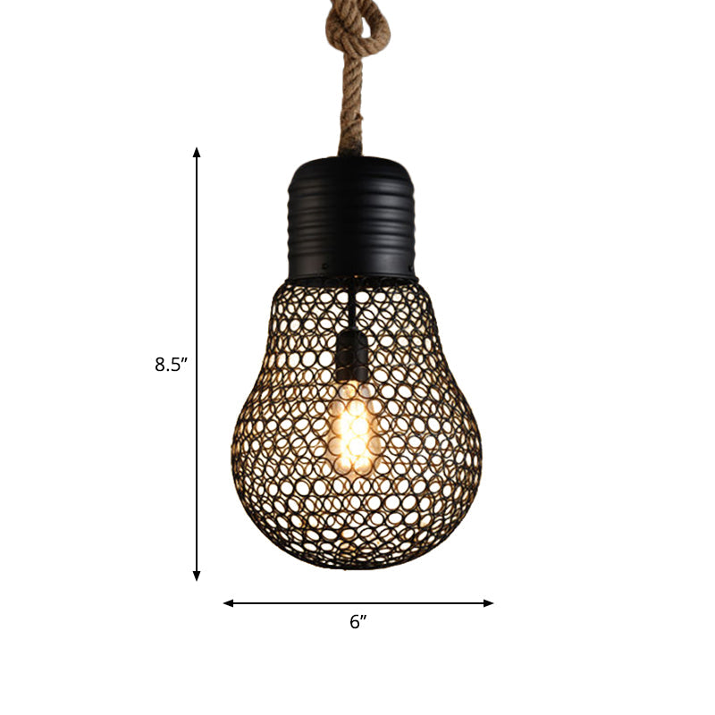 Industrial Metal Mesh Pendant Light - 6"/11" Wide, Loft Style, 1 Head, Black