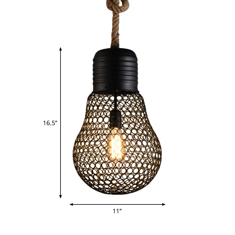 Industrial Metal Mesh Pendant Light - 6"/11" Wide, Loft Style, 1 Head, Black