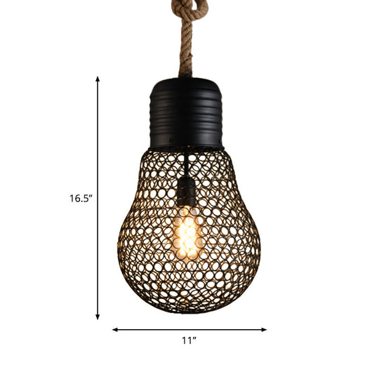 Industrial Metal Mesh Pendant Light - 6"/11" Wide, Loft Style, 1 Head, Black