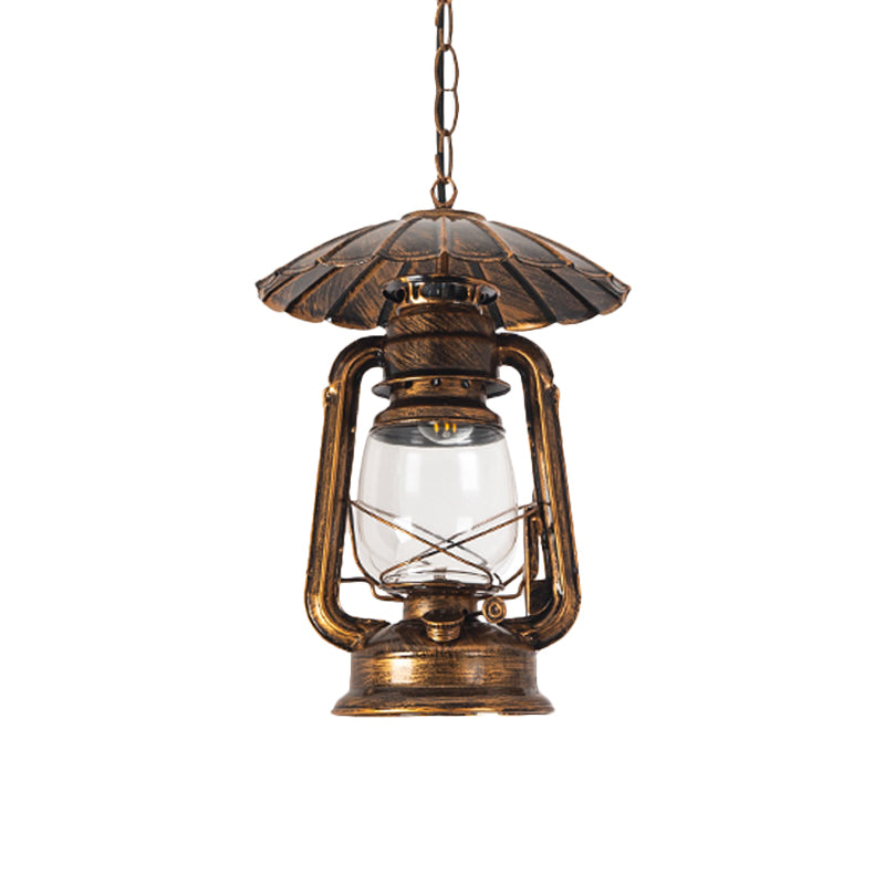 Coastal Metal Pendant Lighting With Clear Glass Shade - 1-Head Hanging Lamp For Restaurants In