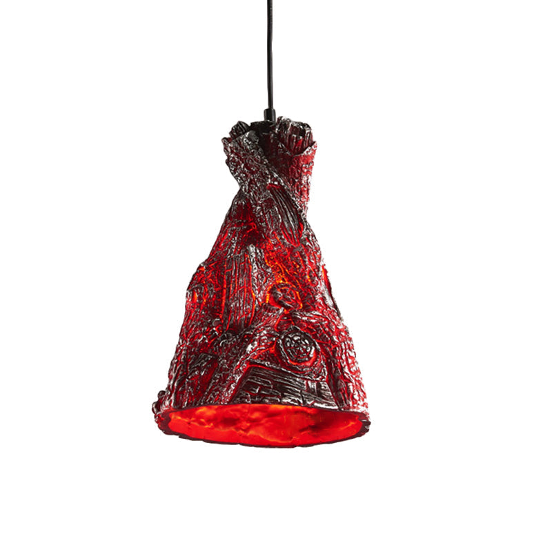 Yellow/Red Hanging Pendant Light For Restaurants - 1 Warehouse Resin Conic Ceiling Fixture