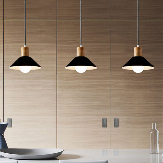 Black/Grey Felt Hanging Pendant Light with Wooden Cap - Perfect for Dining Rooms