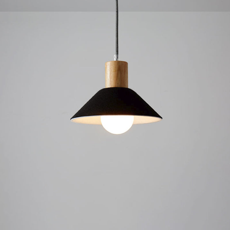 Black/Grey Felt Hanging Pendant Light with Wooden Cap - Perfect for Dining Rooms