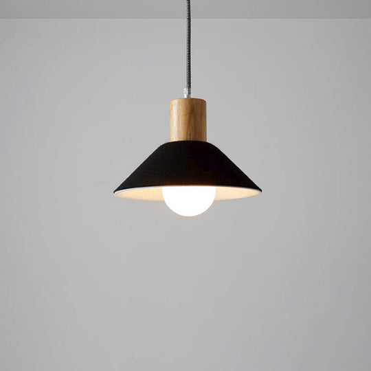 Black/Grey Felt Hanging Pendant Light with Wooden Cap - Perfect for Dining Rooms