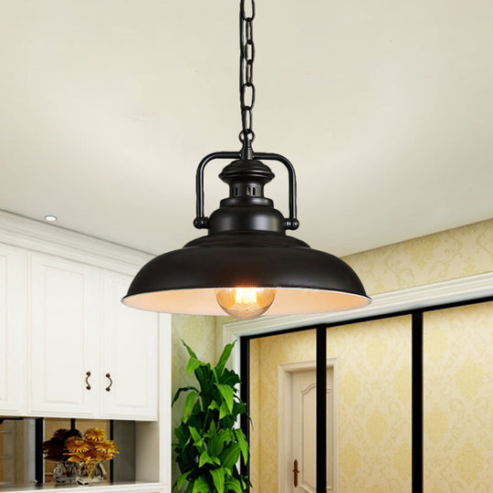 Farmhouse Style Rustic Barn Hanging Ceiling Light with Swivel Joint - Black/Rust Finish for Living Room Down Lighting