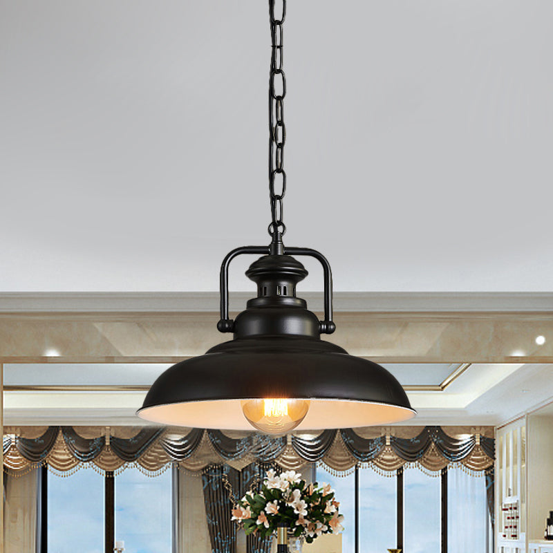 Farmhouse Style Rustic Barn Hanging Ceiling Light with Swivel Joint - Black/Rust Finish for Living Room Down Lighting