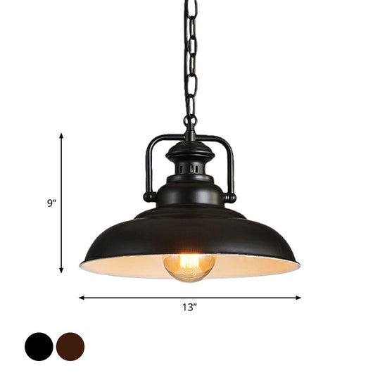 Farmhouse Style Rustic Barn Hanging Ceiling Light with Swivel Joint - Black/Rust Finish for Living Room Down Lighting