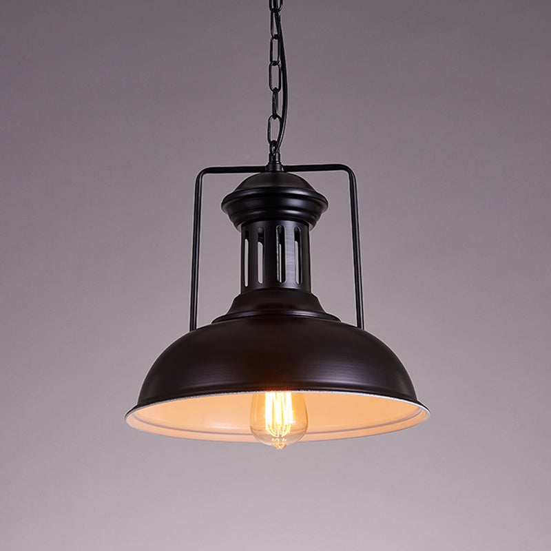 Iron Black Pendant Bowl Shade - Industrial Style Hanging Lighting For Dining Room 12.5/16.5 Wide