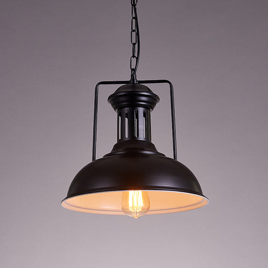 Iron Black Pendant Bowl Shade - Industrial Style Hanging Lighting For Dining Room 12.5/16.5 Wide