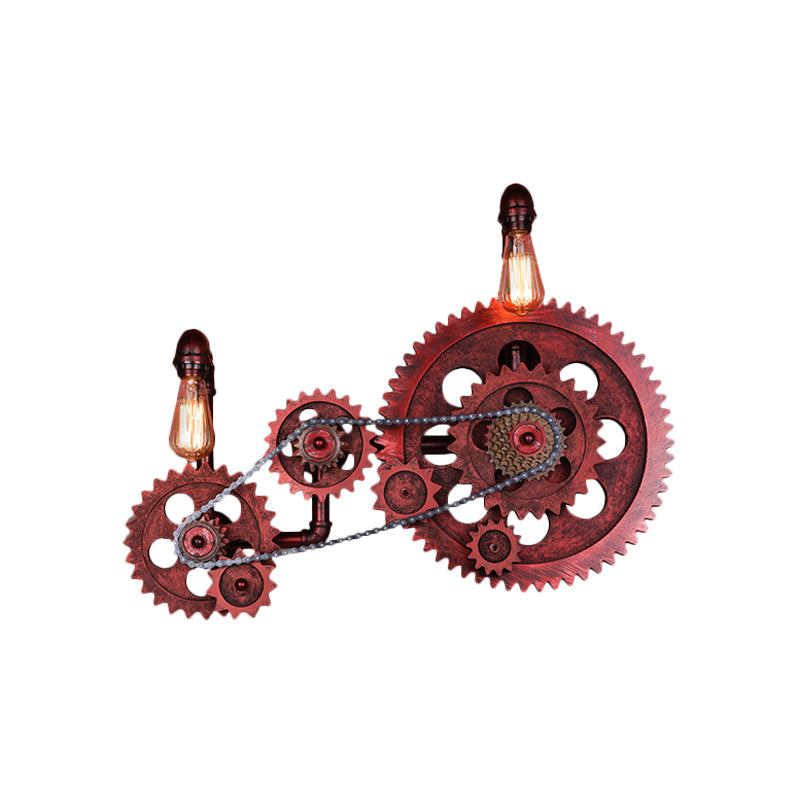 Industrial Rustic Metal Wall Sconce With Pipe And Gear Design 2/3-Light Restaurant Lighting
Or