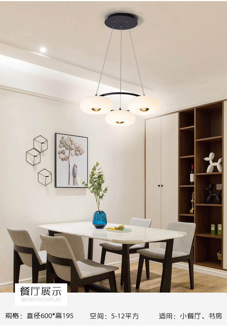 Modern Donut Acrylic Chandelier - 3-Head Led Pendant Light Black & White For Dining Room Ceiling