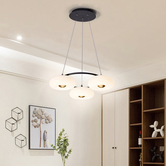 Modern LED Dining Room Chandelier - Acrylic 3-Head Pendant Light (Black/White)