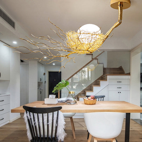 Artistry Golden Pendant Chandelier With Matte White Glass Shades - Perfect For Living Rooms 1/2/3