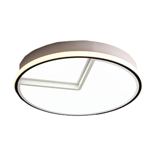 White Acrylic Minimal Round Flush Ceiling Lamp - 16.5"/20.5" Dia - Bedroom Light