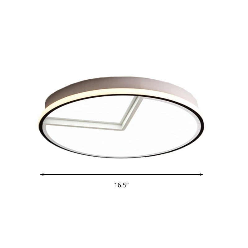 White Acrylic Minimal Round Flush Ceiling Lamp - 16.5"/20.5" Dia - Bedroom Light