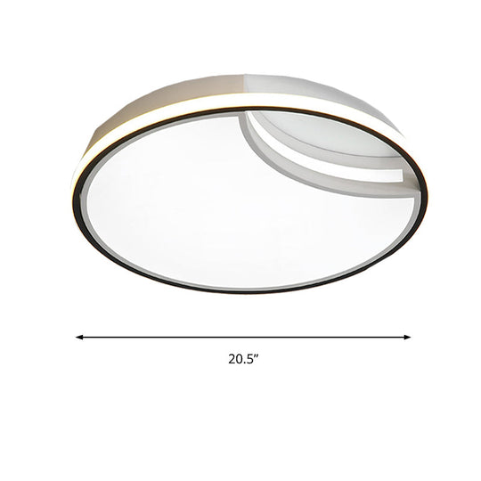 16.5"/20.5" White Segment Flush Mount Lamp - Simplicity LED Acrylic Lighting in Warm Light - Bedroom Flushmount