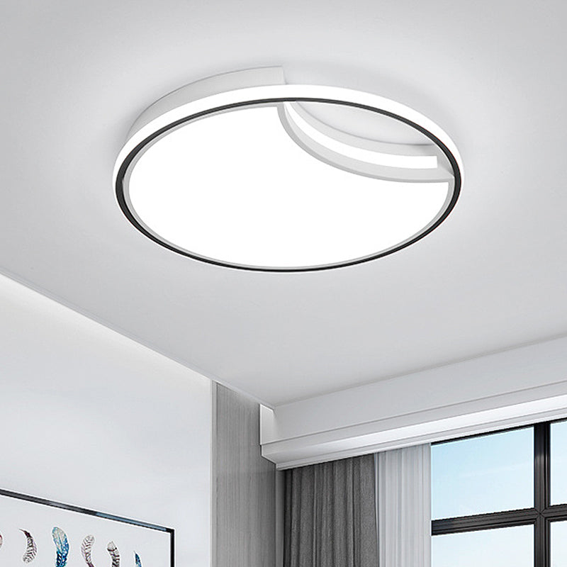 16.5"/20.5" White Segment Flush Mount Lamp - Simplicity LED Acrylic Lighting in Warm Light - Bedroom Flushmount